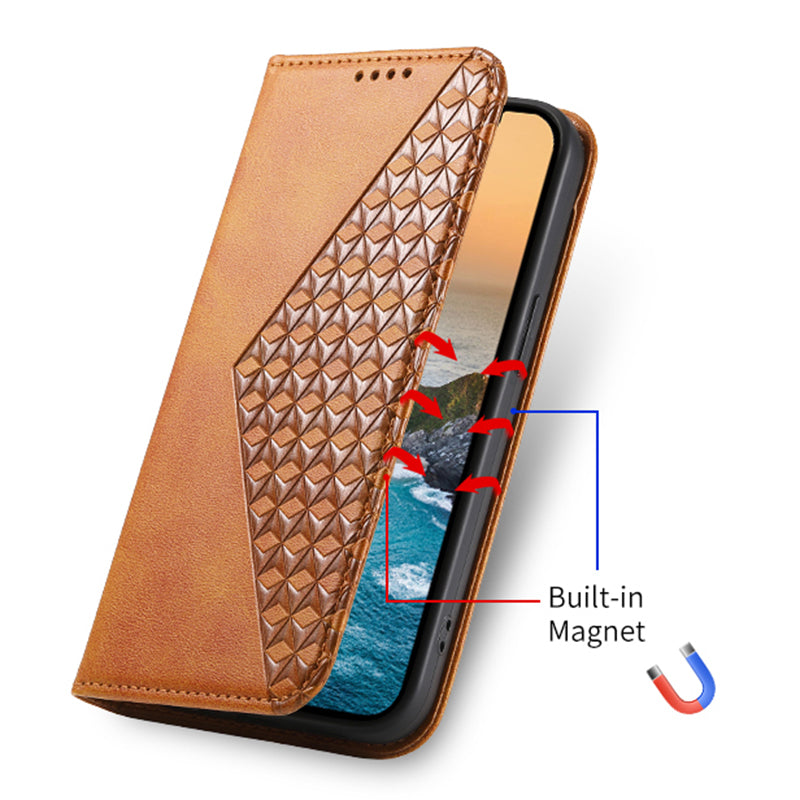 For Samsung Galaxy A05s 4G Case Imprinted Rhombus Pattern Wallet Stand Phone Cover For Samsung Galaxy A05s 4G Case Imprinted Rhombus Pattern Wallet Stand Phone Cover